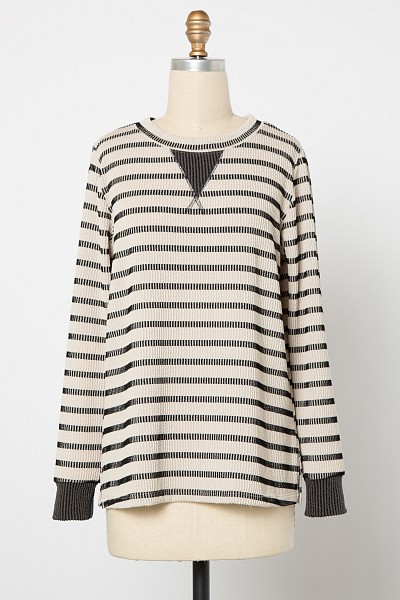 PT11612PLUS STRIPED URBAN RIB KNIT SWEATER 